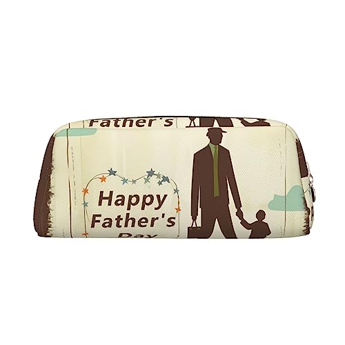 TOMPPY Happy Father's Day Bedrucktes Federmäppchen Stand Up Pencil Pouch Kleine Bleistifthalter Fall Schreibwaren Organizer Make-up-Tasche mit Reißverschluss, gold, Einheitsgröße, Make-up-Tasche von TOMPPY