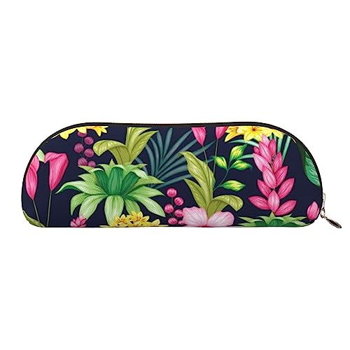 TOMPPY Hawaiianische bunte Blume gedruckt Bleistift Fall Stand Up Bleistift Tasche Kleine Bleistifthalter Fall Schreibwaren Organizer Make-up Tasche mit Reißverschluss, gold, Einheitsgröße, von TOMPPY