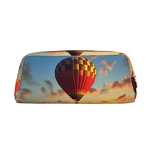 TOMPPY Heißluftballon Sonnenuntergang gedruckt Bleistift Fall Stand Up Bleistift Beutel Kleine Bleistifthalter Fall Schreibwaren Organizer Make-up Tasche mit Reißverschluss, gold, Einheitsgröße, von TOMPPY