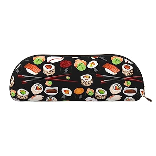 TOMPPY Japanisches Sushi Schwarz Bedrucktes Federmäppchen Stehen Bis Bleistift Beutel Kleine Bleistifthalter Fall Schreibwaren Organizer Make-up Tasche Mit Reißverschluss, gold, Einheitsgröße, modisch von TOMPPY