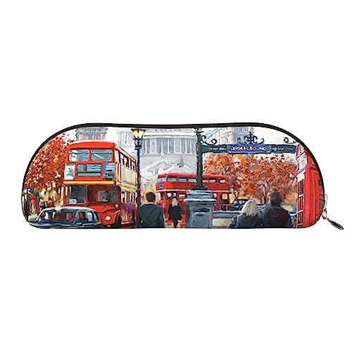 TOMPPY London Impression Bedrucktes Federmäppchen Stand Up Pencil Pouch Kleine Bleistifthalter Fall Schreibwaren Organizer Make-up-Tasche mit Reißverschluss, gold, Einheitsgröße, Make-up-Tasche von TOMPPY