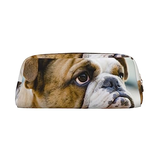 TOMPPY Lustige Englische Bulldogge Gedruckt Bleistift Fall Stehen Bis Bleistift Beutel Kleine Bleistifthalter Fall Schreibwaren Organizer Make-up Tasche Mit Reißverschluss, gold, Einheitsgröße, von TOMPPY