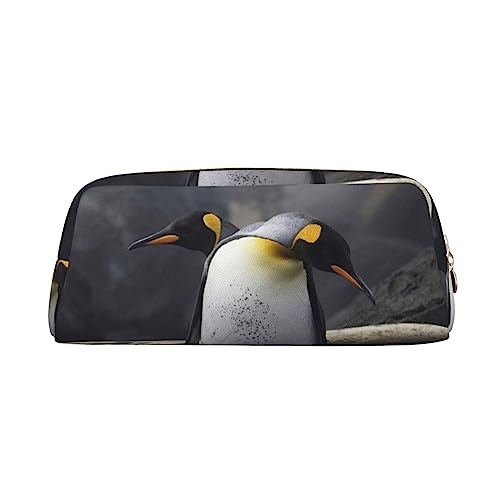 TOMPPY Lustige Pinguine Gedruckt Bleistift Fall Stehen Bis Bleistift Beutel Kleine Bleistifthalter Fall Schreibwaren Organizer Make-up Tasche Mit Reißverschluss, gold, Einheitsgröße, modisch von TOMPPY