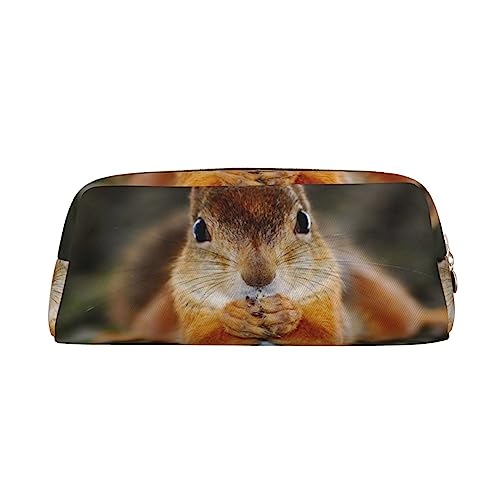 TOMPPY Lustiges Eichhörnchen Gedruckt Bleistift Fall Stehen Bis Bleistift Beutel Kleine Bleistifthalter Fall Schreibwaren Organizer Make-up Tasche Mit Reißverschluss, gold, Einheitsgröße, modisch von TOMPPY