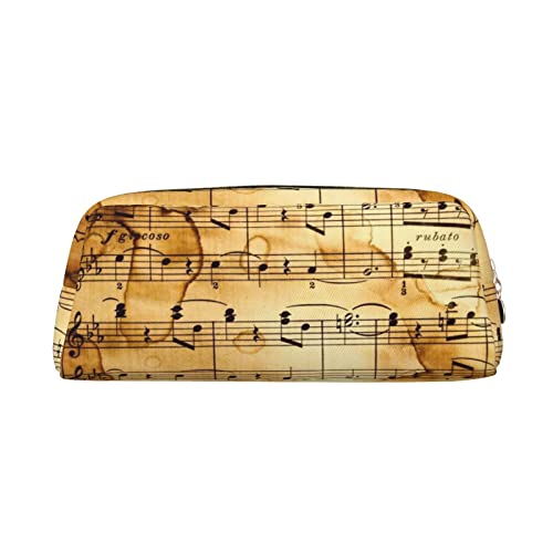 TOMPPY Musiknotendruck Gedruckt Bleistift Fall Stehen Bis Bleistift Beutel Kleine Bleistifthalter Fall Schreibwaren Organizer Make-up Tasche Mit Reißverschluss, gold, Einheitsgröße, modisch von TOMPPY