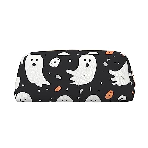 TOMPPY Niedliches Geist-Halloween-Muster Bedrucktes Federmäppchen Stehen Bis Bleistift Beutel Kleine Bleistifthalter Fall Schreibwaren Organizer Make-up Tasche Mit Reißverschluss, gold, Einheitsgröße, von TOMPPY