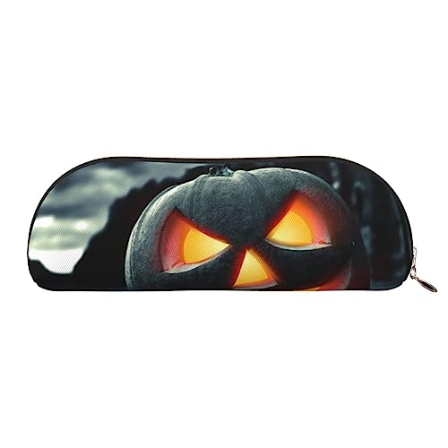 TOMPPY Pumpkin Lantern Printed Pencil Case Stand Up Pencil Pouch Small Pencil Holder Case Stationery Organizer Makeup Bag with Zipper Closure, gold, Einheitsgröße, Make-up-Tasche von TOMPPY