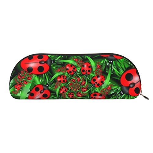 TOMPPY Red Ladybug Printed Pencil Case Stand Up Pencil Pouch Kleine Bleistifthalter Fall Schreibwaren Organizer Make-up Tasche Mit Reißverschluss, gold, Einheitsgröße, modisch von TOMPPY