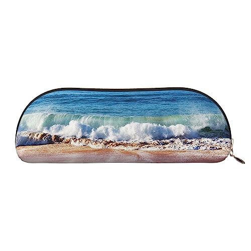 TOMPPY Sea Sunset in Olympic Park Coast Printed Pencil Case Stand Up Pencil Pouch Small Pencil Holder Case Stationery Organizer Makeup Bag with Zipper Closure, gold, Einheitsgröße, Make-up-Tasche von TOMPPY