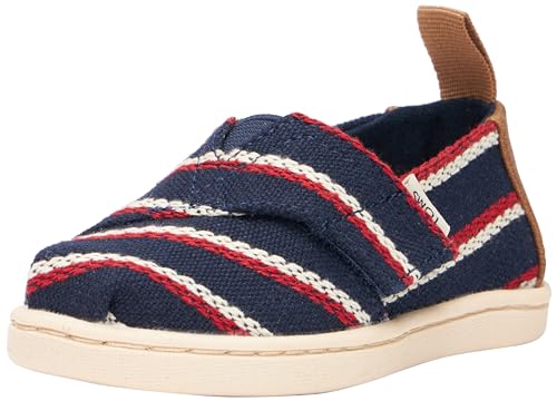 TOMS Classic Alpargata Flacher Slipper, Navy Woven Stripes, 24 EU von TOMS