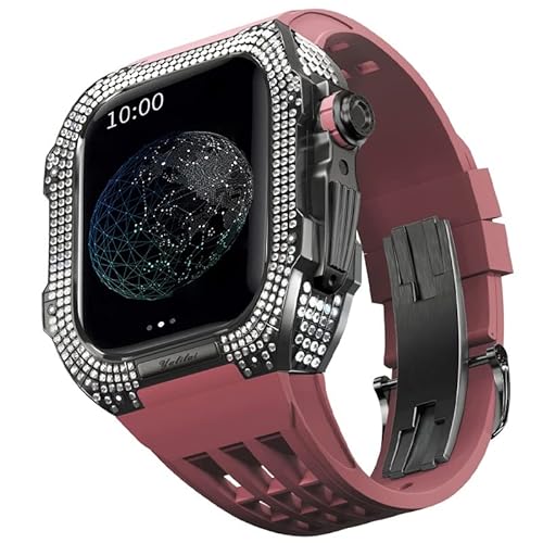 TONECY Gummiband, Titan-Lünette für Apple Watch 8/7, Apple Mod Watch, Zubehör, Ersatz-Titan, Luxus-Hülle, kompatibel mit iWatch Serie 45 mm, mit Werkzeug von TONECY