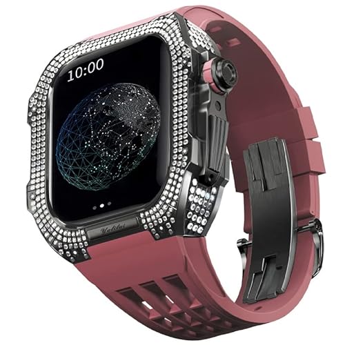 TONECY Mod Kit für Apple Watch Serie 8 7, 45 mm, Gehäuse aus Titanlegierung und Gummiband für iWatch 45 mm, Ersatz-Uhrenarmband, Zubehör von TONECY