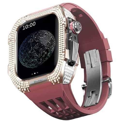 TONECY Mod Kit für Apple Watch Serie 8 7, 45 mm, Gehäuse aus Titanlegierung und Gummiband für iWatch 45 mm, Ersatz-Uhrenarmband, Zubehör von TONECY