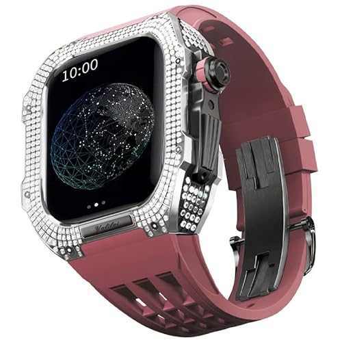 TONECY Mod Kit für Apple Watch Serie 8 7, 45 mm, Gehäuse aus Titanlegierung und Gummiband für iWatch 45 mm, Ersatz-Uhrenarmband, Zubehör von TONECY