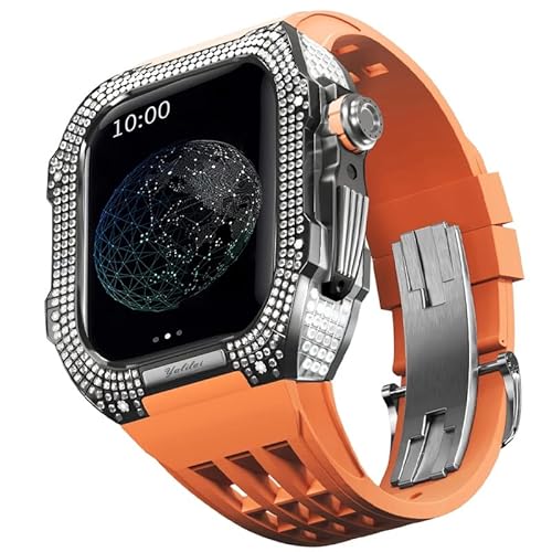 TONECY Mod Kit für Apple Watch Serie 8 7, 45 mm, Gehäuse aus Titanlegierung und Gummiband für iWatch 45 mm, Ersatz-Uhrenarmband, Zubehör von TONECY