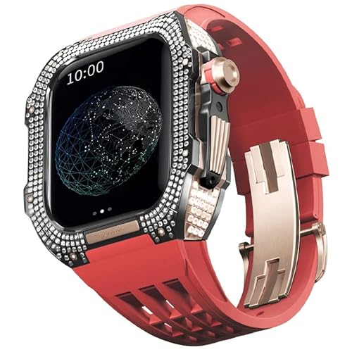 TONECY Mod Kit für Apple Watch Serie 8 7, 45 mm, Gehäuse aus Titanlegierung und Gummiband für iWatch 45 mm, Ersatz-Uhrenarmband, Zubehör von TONECY