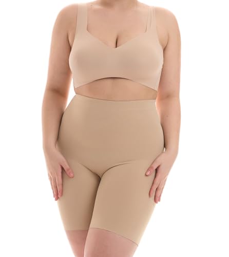 TONEST Shapewear große Größen - extra stark-formend - Curvy Shape-Miederhose - Shaping-Radlerhose - Bauchweg- Kompressionswäsche - 1200-SS-Curvy (42, Beige) von TONEST