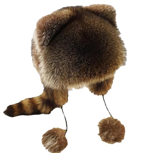 TONGFENG Waschbärenmütze mit Schwanz für Kinder | Kunstfell Waschbär Schwanz Coonskin Cap | Flauschiger Kunstfell-Gehörschutz | Hautfreundliche, warme und gemütliche Ohrenschutzmütze TONGFENG Waschbärenmütze mit Schwanz für Kinder | Kunstfell Waschbär Schwanz Coonskin Cap | Flauschiger Kunstfell-Gehörschutz | Hautfreundliche, warme und gemütliche Ohrenschutzmütze von TONGFENG