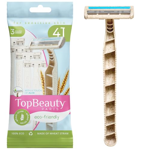 Topbeauty Paris Eco-Rasierer für Damen, 4 Stück, 3 Klingen, Weizenstrohgriff, gründliche Rasur, Mehrzweck-Rasieren, Gesichtskörper, Bikini, Haarentfernung Topbeauty Paris Eco-Rasierer für Damen, 4 Stück, 3 Klingen, Weizenstrohgriff, gründliche Rasur, Mehrzweck-Rasieren, Gesichtskörper, Bikini, Haarentfernung von TOPBEAUTY