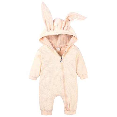 Baby Boys Girls Easter Bunny Outfit Infant Newborn Bodysuit Romper with 3D Rabbit Ear, Baby Ostern Outfit Strampler Baby bedrucktes Häschen Set Jungen Overall Mädchen Strampler & Overall Anzug Kinder von TOPJIAO