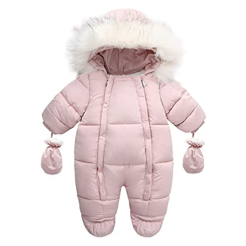 Baby Schneeanzug Kapuzenoverall Wintermantel Unisex Baby Winteroverall Strampler Kleidung Dicke Jacke Outwear Overall Baby Winter mit Kapuze Langarm Jumpsuit Warm Outfits für Kleinkind Jungen Mädchen von TOPJIAO