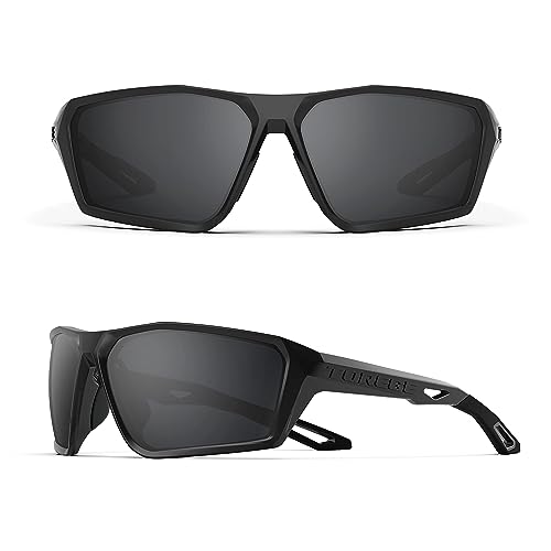 TOREGE Polarisierte Sport-Sonnenbrille für Männer und Frauen, Schießen, Radfahren, Laufen, Golf, Angeln, Sonnenbrille, langlebige Linse (Grey Lens) von TOREGE