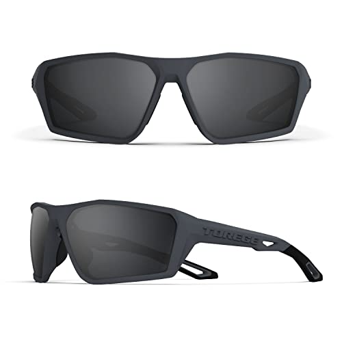 TOREGE Sport-Sonnenbrille, polarisiert, für Männer und Frauen, Schießen, Radfahren, Laufen, Golf, Angeln, Sonnenbrille, Matte Grey & Grey Lens von TOREGE