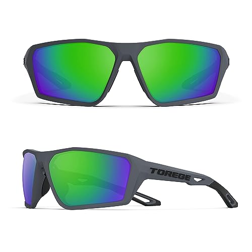 TOREGE Sport-Sonnenbrille, polarisiert, für Männer und Frauen, Schießen, Radfahren, Laufen, Golf, Angeln, Sonnenbrille (grün) von TOREGE