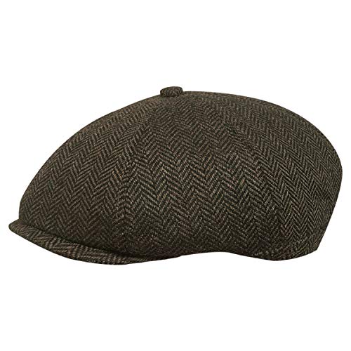 TOSKATOK® Unisex Herren, Damen 8-Panel mit Fischgrätmuster Wollmischung Baker Boy Schirmmutzen von TOSKATOK