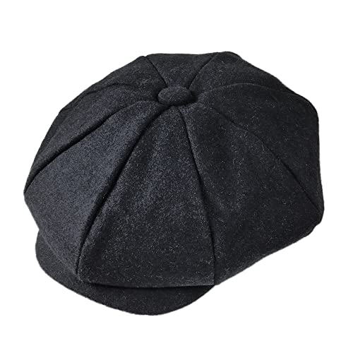 TOSKATOK Unisex Mens Ladies Plain 8 Panel Wool Blend Baker Boy Newsboy Flat Cap-1 von TOSKATOK