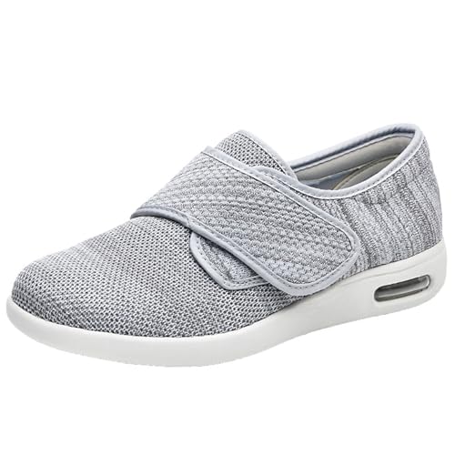 TOSOFT Sommer-Diabetiker-Sandalen For Männer Und Frauen Weicher Verstellbarer Verschluss Ältere Lässige Flache Orthopädische Wanderschuhe (Color : Gray1, Size : 39) von TOSOFT