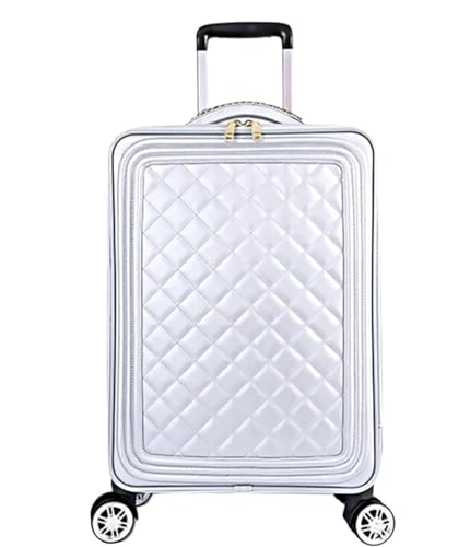 TOTIKI Koffer Reisegepäck, Weiches, Aufrechtes, Robustes Gepäck Mit 4 Spinnerrädern Für Damen Rollkoffer (Color : White, Size : 24in) von TOTIKI