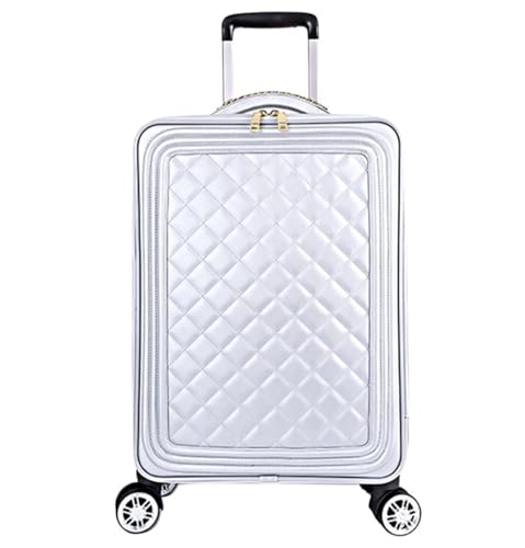 TOTIKI Koffer Tragbares Reisegepäck, Weiches, Aufrechtes, Robustes Handgepäck Mit 4 Spinnerrädern Für Damen Rollkoffer (Color : White, Size : 18inch) von TOTIKI