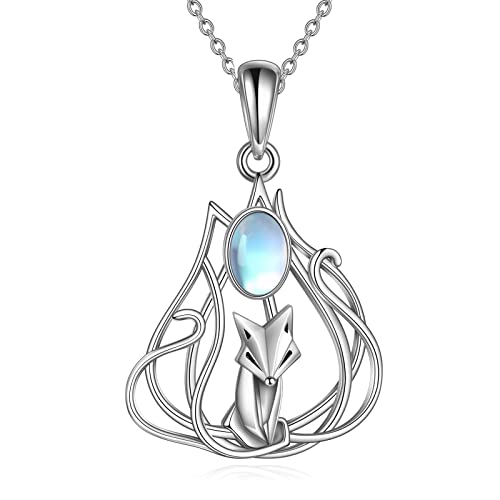 TOUPOP Fuchs Kette Halskette für Frauen Sterling Silber Fuchs Anhänger Schmuck mit Mondstein Fuchs Geschenke für Mädchen Mondstein Kette Geburtstag Weihnachtsgeschenke für Frauen von TOUPOP