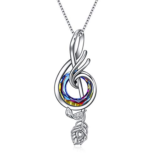 TOUPOP Musikgeschenke für Frauen Musikliebhaber Sterling Silber Nirvana of Phoenix Halskette Musiknote Anhänger Schmuck mit kristall Geburtstagsgeschenk Weihnachtsgeschenke für Mädchen von TOUPOP