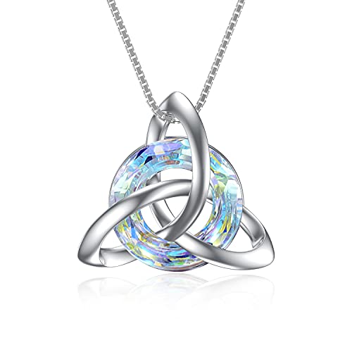 TOUPOP Keltische Halskette für Frauen Sterling Silber keltisch Knotenschmuck mit Aurora Crystal Celtic Geschenke für Irland Geburtstagsgeschenke für Frauen von TOUPOP