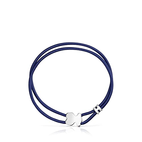 TOUS Elastisches Armband für Damen mit Bärenmotiv aus Sterlingsilber 1,1 cm, 17 cm lang, einfach und vielseitig, Kollektion Sweet Dolls, 17 cm, Stein Leder von TOUS