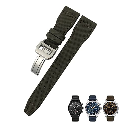 TPUOTI 20 mm, 21 mm, 22 mm, Nylon-Uhrenarmband aus Kalbsleder, passend für IWC Big Pilot IW377714 Mark18 Spitfire, Nylon-Echtlederarmband, 21 mm, Achat von TPUOTI