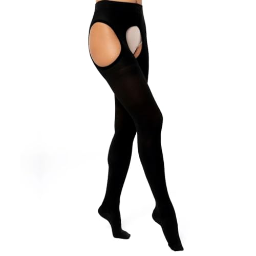 TQPUWT Schritt Strapsstrumpfhose, 120 Den Microfaser Strip Panty, Mikrofaser Strumpfhose, Strumpfhose, Damen Strumpfhalter Strumpfhose, Samtstrumpfhose, komfortablem Nylon, Schwarz von TQPUWT