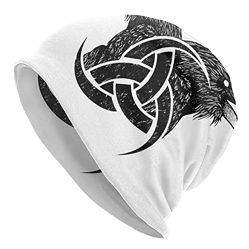 Männer Frauen Viking Verstellbare Beanies Caps -Nordische Mythologie 3D Gedruckte Graffiti Piraten Skullies Mütze –Outdoor Lässige Mittelalterliche Doppellagige Kopfbedeckung ( Color : Triple Horn of von TQWSVUM