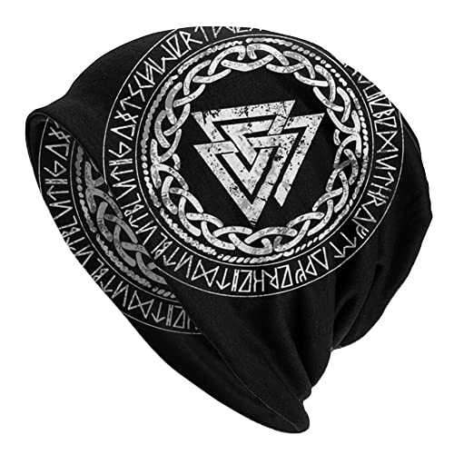 Männer Frauen Wikinger 3D Gedruckte Beanie Mütze - Nordische Mythologie Graffiti Kopfbedeckung Elastische Skullies Haubenkappe -Leichte Wandermütze Für Erwachsene Im Freien ( Color : Valknut 5 , Size von TQWSVUM