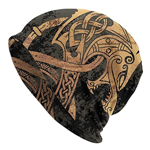 Männer Frauen Wikinger 3D Gedruckte Beanie Mütze - Nordische Mythologie Graffiti Kopfbedeckung Elastische Skullies Haubenkappe -Leichte Wandermütze Für Erwachsene Im Freien (Color : Dragon, Size : O von TQWSVUM