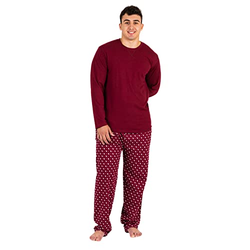 TRAMAS+ Schlafanzug Herren Lang Baumwolle Pyjama Set - Cachemir Bordeaux, M von TRAMAS+