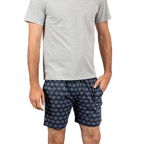 TRAMAS+ Herren Sommer Pyjamas, Pyjama Set T-Shirt Kurze Ärmel und Shorts, Bequeme und Coole Pyjamas - (Lego Grau, L) von TRAMAS+