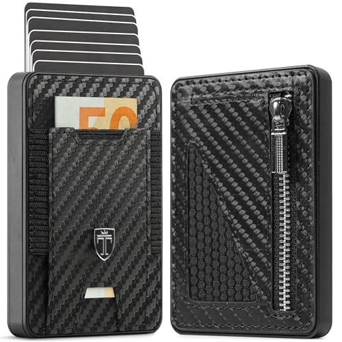 TRAVANDO SWYPE Aluminium Slim Wallet mit Münzfach - Carbon Geldbörse Herren Klein mit RFID Schutz - Kleiner Mini Geldbeutel Herren mit Geldklammer - Kartenetui mit Geldspange TRAVANDO SWYPE Aluminium Slim Wallet mit Münzfach - Carbon Geldbörse Herren Klein mit RFID Schutz - Kleiner Mini Geldbeutel Herren mit Geldklammer - Kartenetui mit Geldspange von TRAVANDO