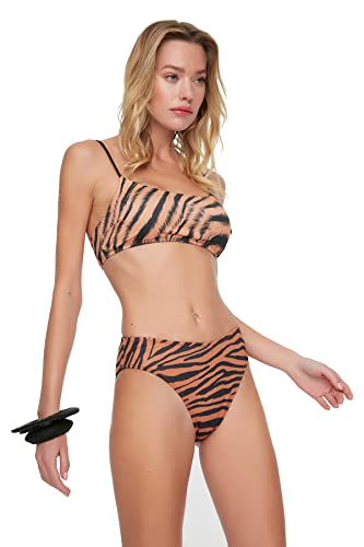 TRENDYOL Damen Zebra Patterned V-neck Six Bikini Bottoms, Multi-color, 42 EU von TRENDYOL