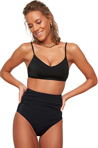 Trendyol Damen Corsets High Waist Bikini Bottoms, Schwarz, 34 EU von TRENDYOL