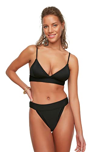 TRENDYOL Damen Strukturierter Bikini. Bikini Bottoms Contemporary, Schwarz, 36 von TRENDYOL