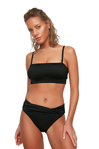 TRENDYOL Damen Block Flap Bikini Bottoms, Schwarz, 42 EU von TRENDYOL