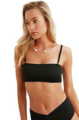 Trendyol Damen Textured Strapless Bikini Top, Schwarz, 34 EU von TRENDYOL